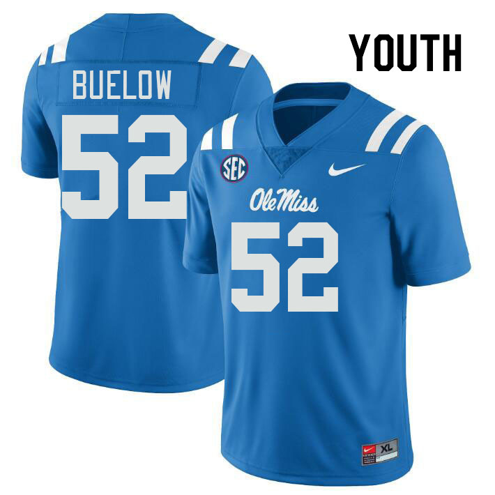 Youth #52 Julius Buelow Ole Miss Rebels College Football Jerseys Stitched-Power Blue